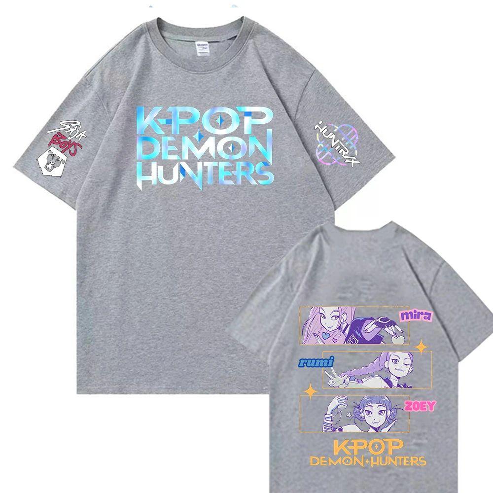 2025 Kpop Demon Hunters T-Shirts Unisex Harajuku O-Neck Short Sleeve Shirts Y2K Fashion Casual Loose T Shirt Oversized