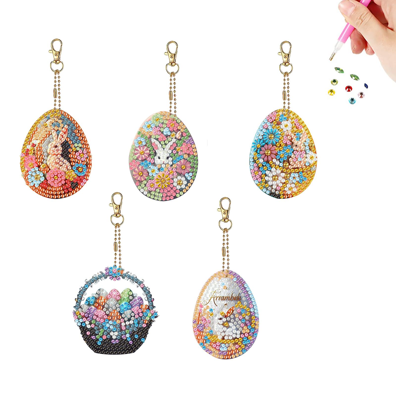 

Easter DIY Diamond Art Painting Keychain Double Sided Diamond Art Painting Keyrings for Girls Beginners Adult Craft Gifts
