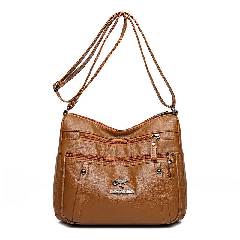 Bag women's new medium mother bag large capacity fashionable simple versatile pu soft leather simple casual shoulder bag
