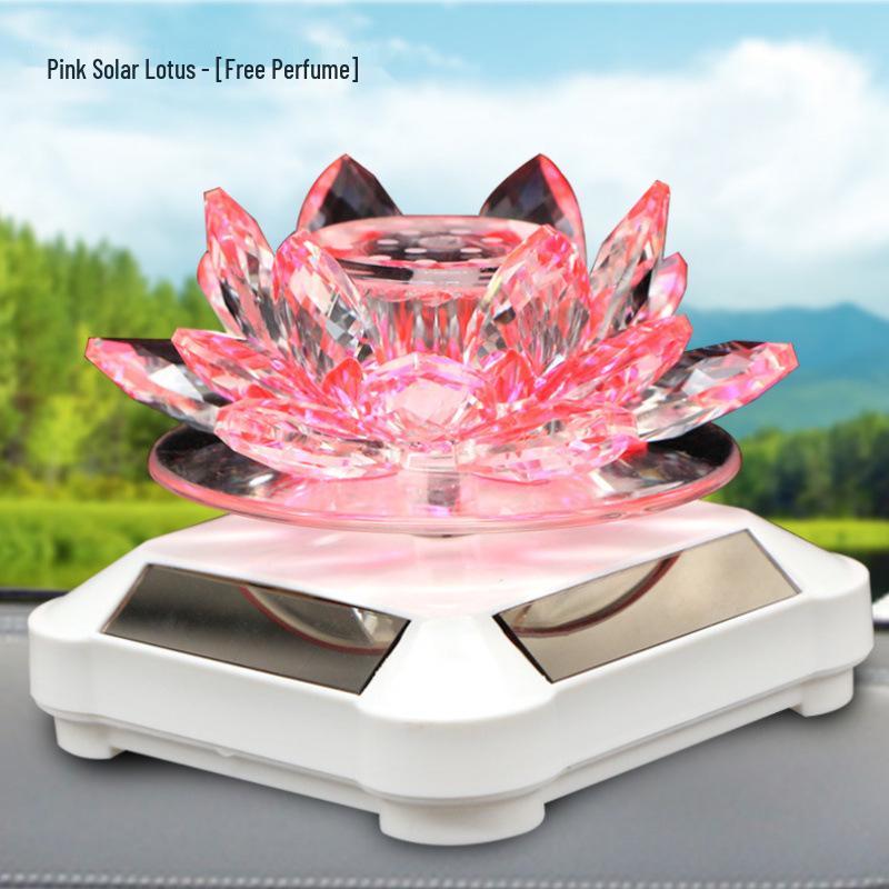 Lotus Guanyin Buddha Car Ornament with Crystal Perfume Base - Peaceful Interior Decoration
