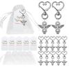 20 Sets Wedding Gift  Box  Decor  Set, Metal Guardian Angel Keychain Pendant+organza Bag+tag Suit,