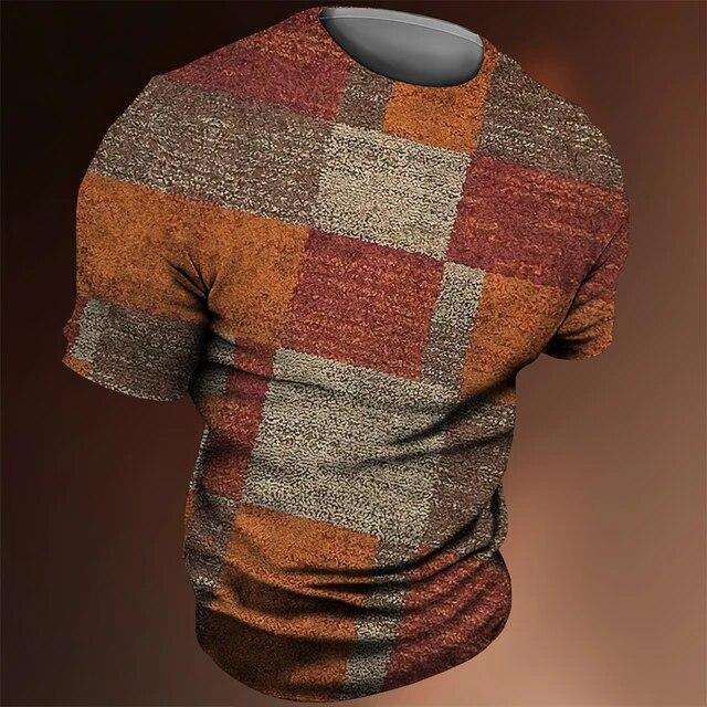 Letní tričko Pánské Vintage potisk Tričko Pruhované Street Pánské tričko Krátký rukáv Nadměrná velikost Harajuku Topy Běžné oblečení Pulovr
