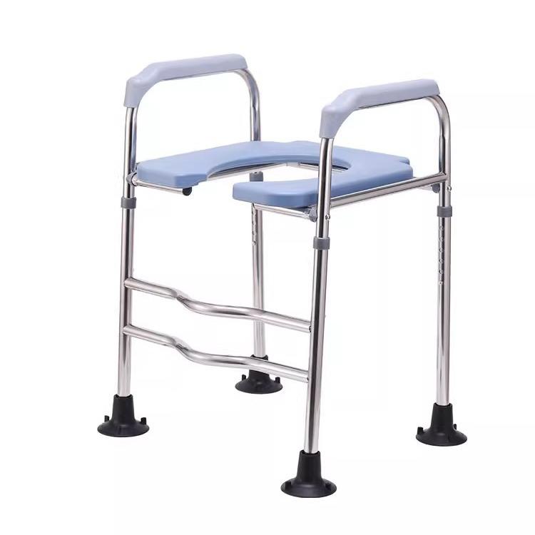 Elderly Toilet Riser Frame with Raised Armrests and Squatting Pan