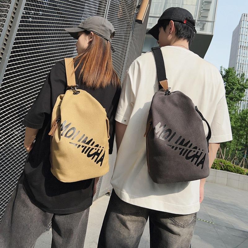 New breast bag men's personality trendy cool shoulder bag outdoor casual canvas small satchel retro versatile men's messenger bag