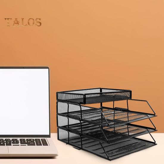 File Rack 3/4 Layers Hollow Mesh Stable Structure Removable Large Capacity Notebook Book Decktop Organizer Paper Letter Stoarge Tray Office Workspace