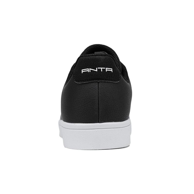 Anta Synthetic Leather Comfortable Slip Resistant Abrasion Resistant Low Top Skateboard Shoes Men's Black Sneakers 912028003-1