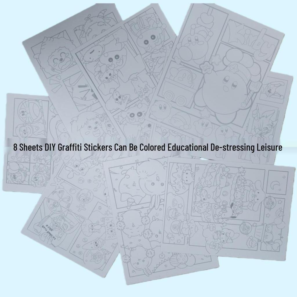 Cartoon Decompression DIY Sticker Book: 8 Large Sheets for Kids' Education & Rewards