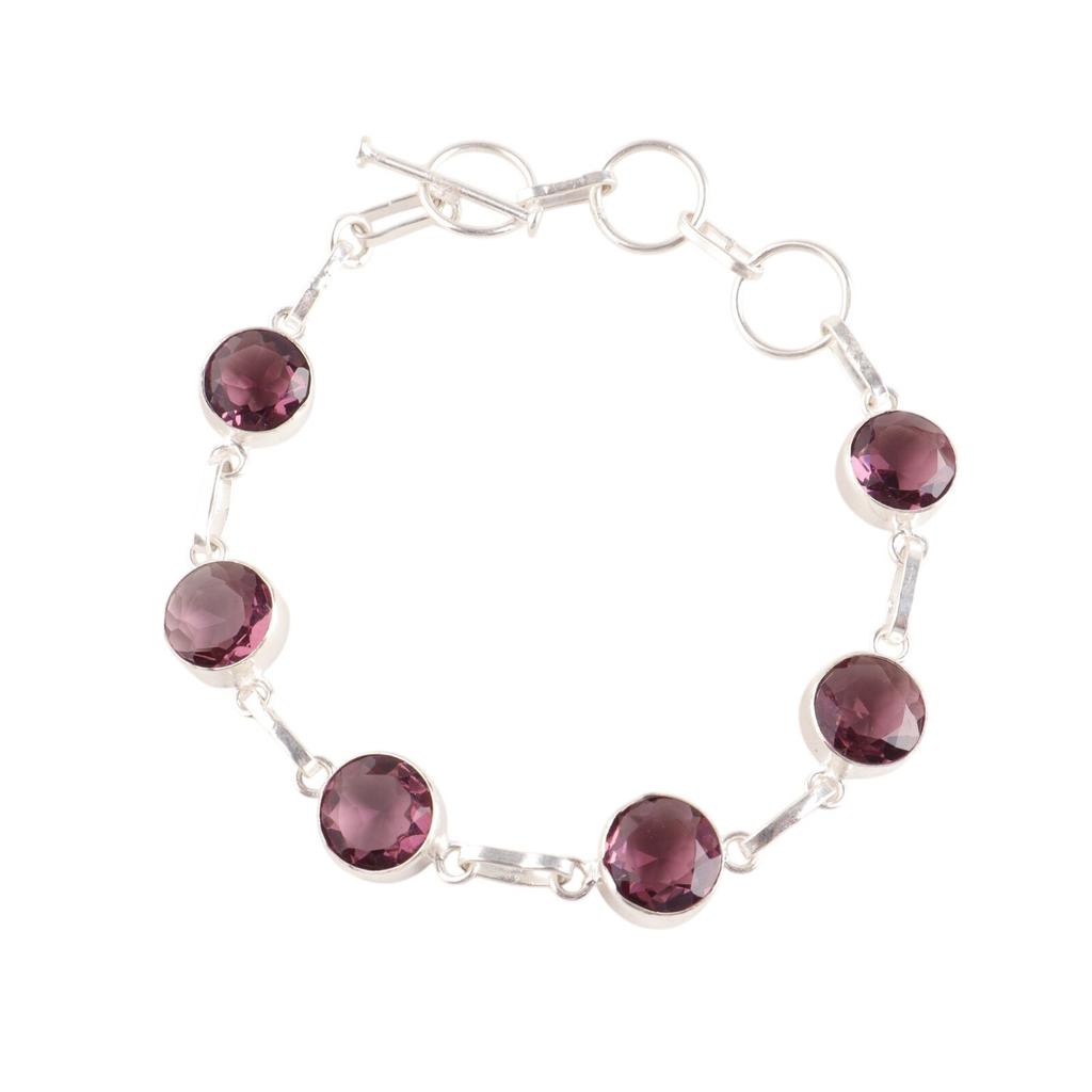 Rzadki Kamień Rodolitowy Srebrna Biżuteria Próby 925 Ręcznie Robiona Modna Bransoletka RB-14-13