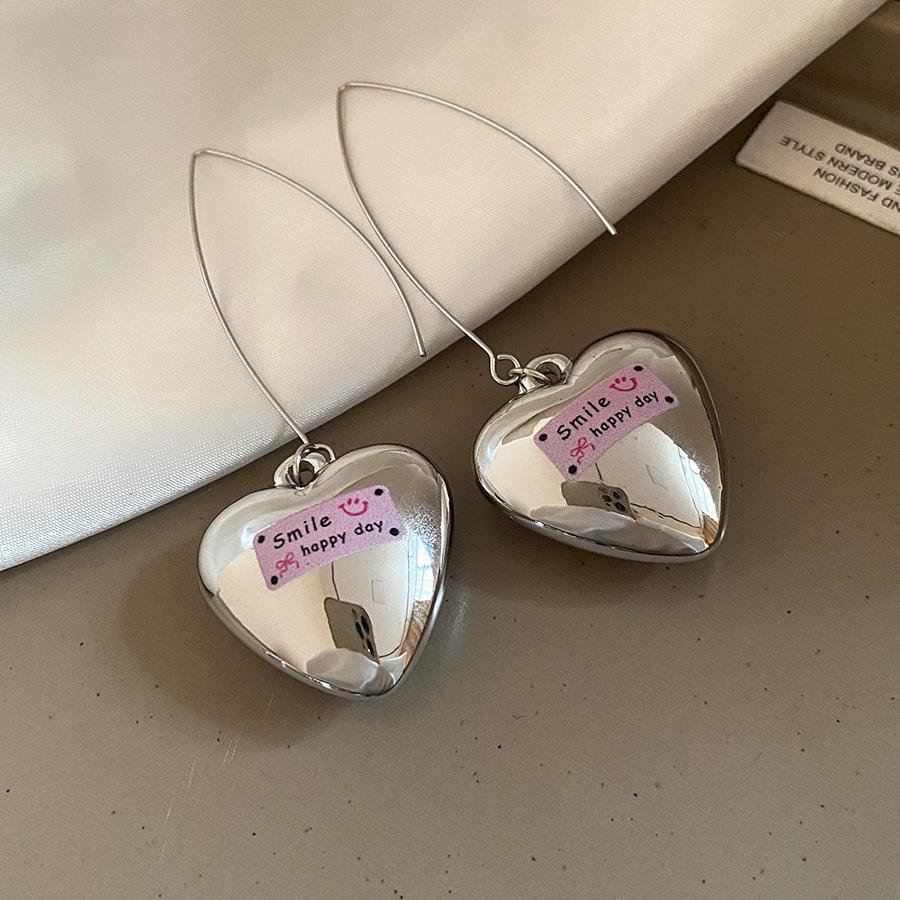 

Printed letters kitten love pendant ear hook personalized design temperament earrings light luxury high-end earrings