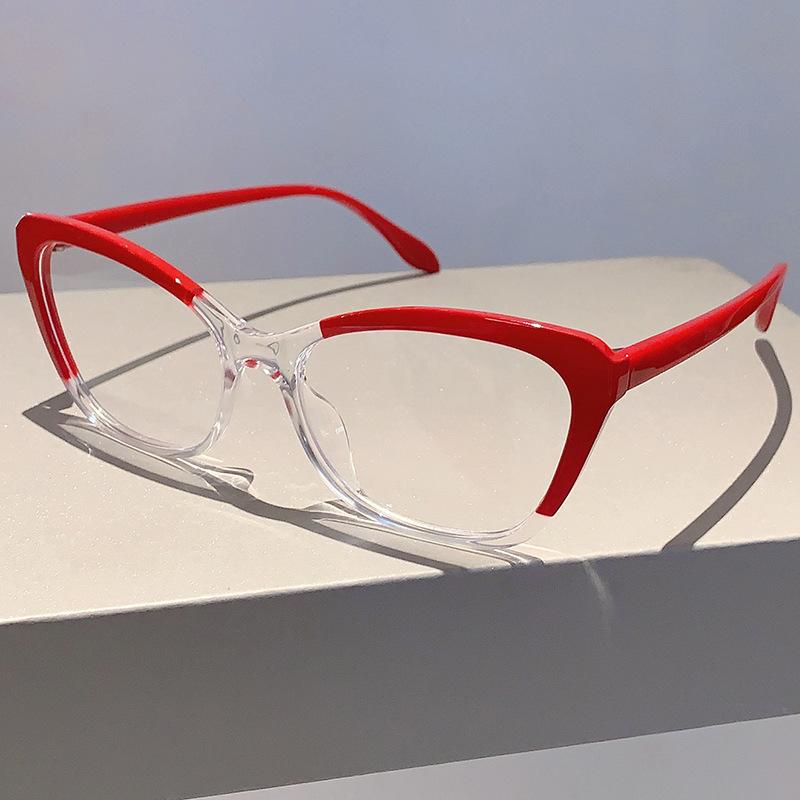 Vintage Anti Blue Light Optical Cat Eye Glasses Women Lady Luxury Brand Designer Myopia Prescription Eyewear Frame Double Color
