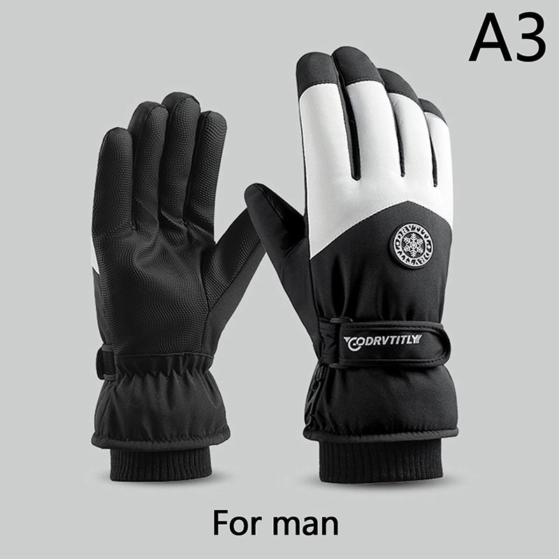Winter Outdoor Snowboard Ski Riding Gloves Leather Non-Slip Touch Screen Waterproof Motorcycle Cycling Fleece Warm Riding Gloves