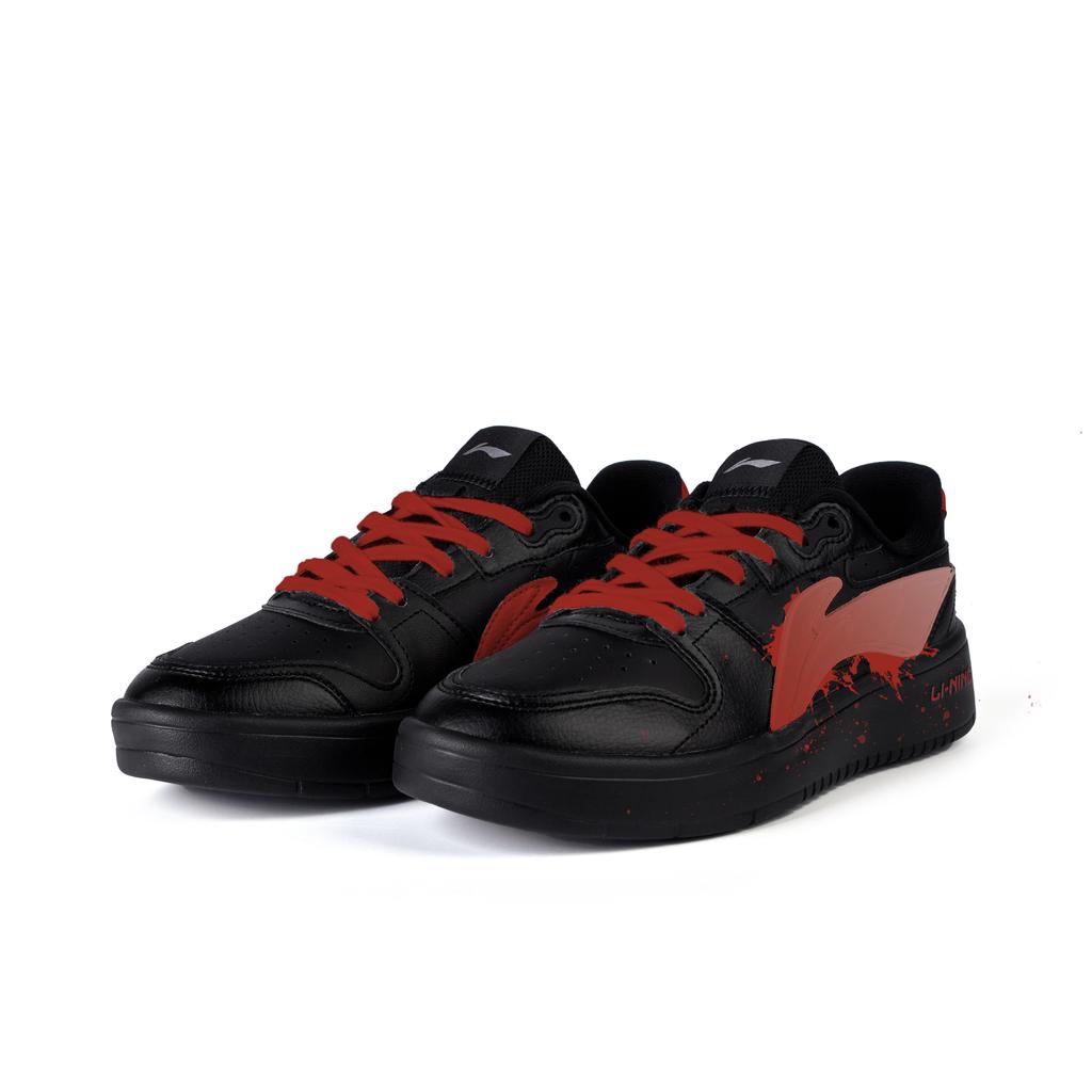 Li Ning Slip Resistant Cushioning Abrasion Resistant Low top Skateboard Shoes Men's Black Red AGCU515-5(Team746-)