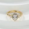 White Zircon Oval Stone Luxury Crystal Leaf Rings For Women Vintage Gold Color Engagement Ring Wedding Bands Jewelry Bridal Gift