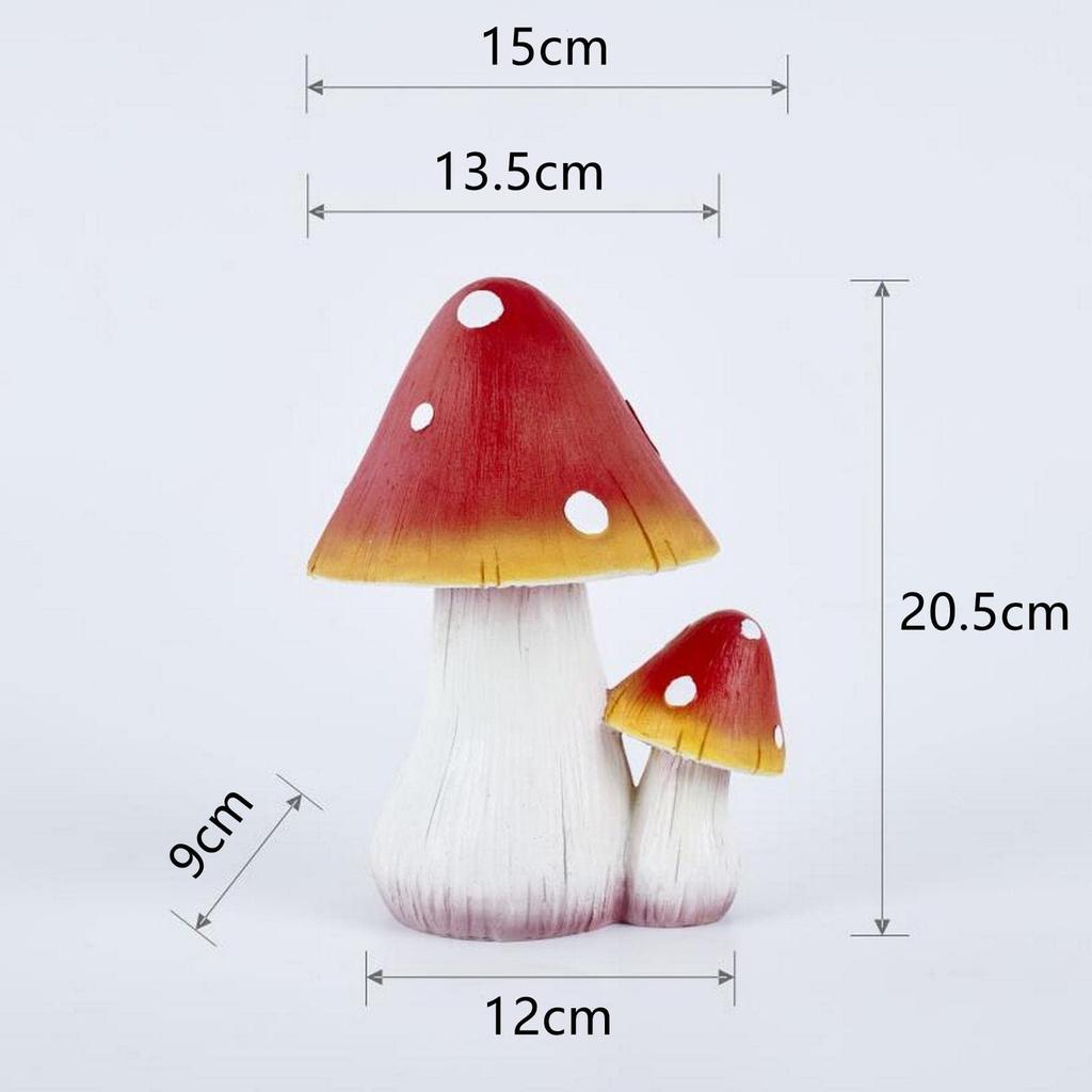 Mushroom Ornament, Fairy Gardening Figurine - Outdoor Decor Mushroom Garden Ornament Figurine, Gnome Favorite Outdoor Decoration, Mushroom Statue (Red