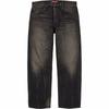 Calça Jeans Selvedge Desgastada de Caimento Solto Preto Lavado (26FW)