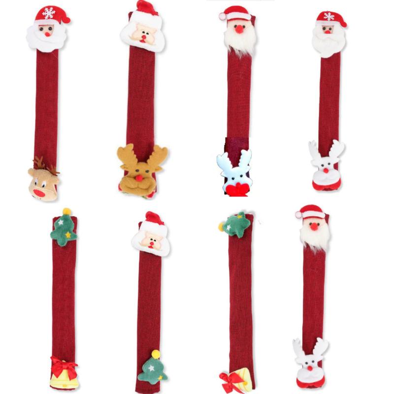 2pcs Festive Christmas Refrigerator Handle Protectors - Snowman & Santa Designs, Washable & Decorative for Home Appliances