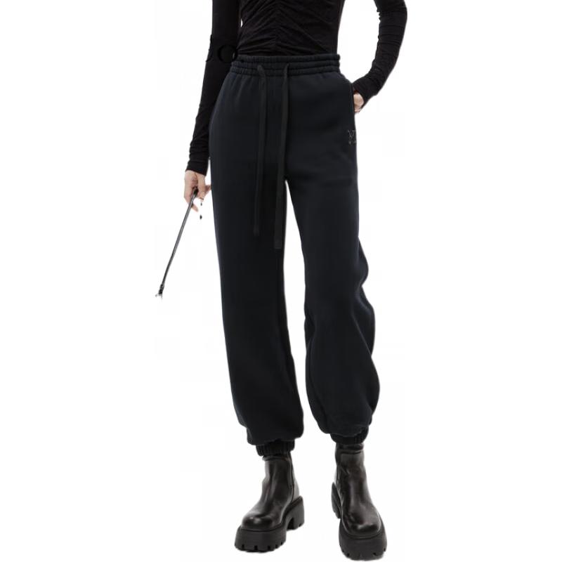 

MO&Co. Женские хлопковые джоггеры с высокой посадкой и кожаной нашивкой S