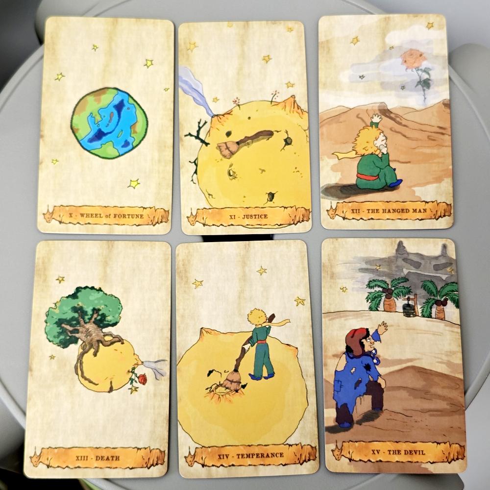10.3*6cm Cartas de Tarô Pequeno Príncipe para Iniciantes 78 Cartas Tamanho Portátil Ilustrações Amigáveis e Fofas para Crianças