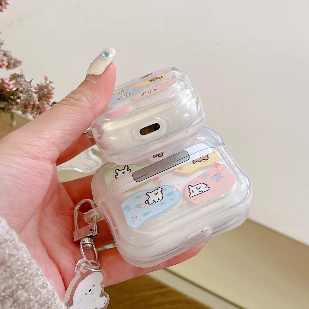 Drăguț câine lanț cheie husă pentru căști de desene animate pentru Apple Airpods 1 3 Pro 2nd 2 cutie de încărcare fără fir Bluetooth cățel husă anti-alunecare