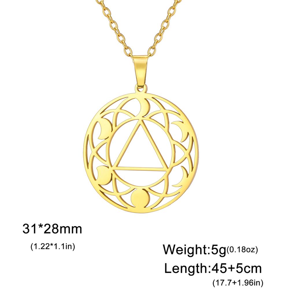 Judaism Hexagonal Star Necklaces Stainless Steel Sacred Moon Phase Pendant Choker Women Men Jewish Blessing Jewelry Gift