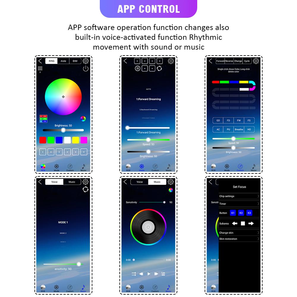 RGB Led DRL Strip Car Daytime Running Light Car Headlights Flowing Turn Signal Lights 9-30V APP/Remote Control Auto Accessories