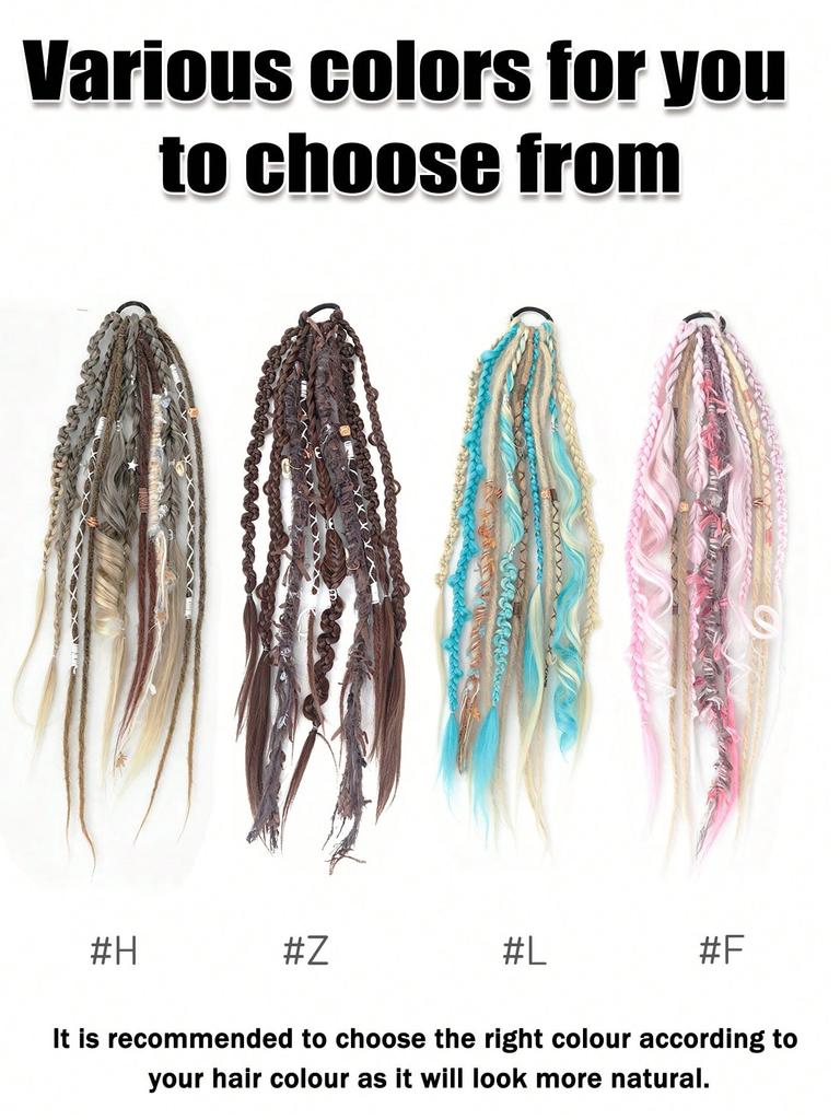 New Elastic Dreadlock Ponytail, Bohemian Style Hair Tie, Braided Ponytail Hair Extensions, DIY Dreadlock Ponytail Hair Extensions