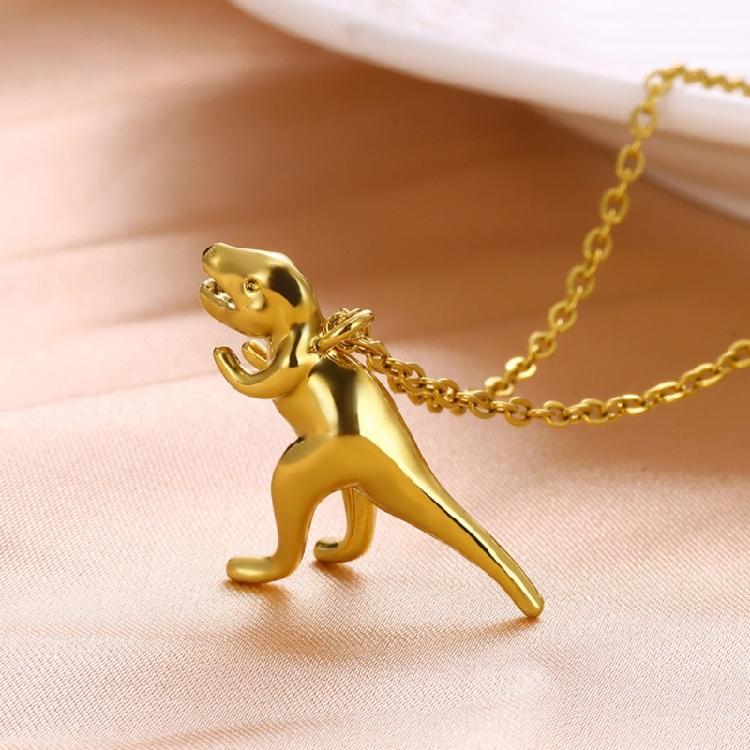 Modern Dinosaur Pendant Necklace Children Gold Color Chain Necklace Cute Wildlife Jewelry for Dinosaur Enthusiasts