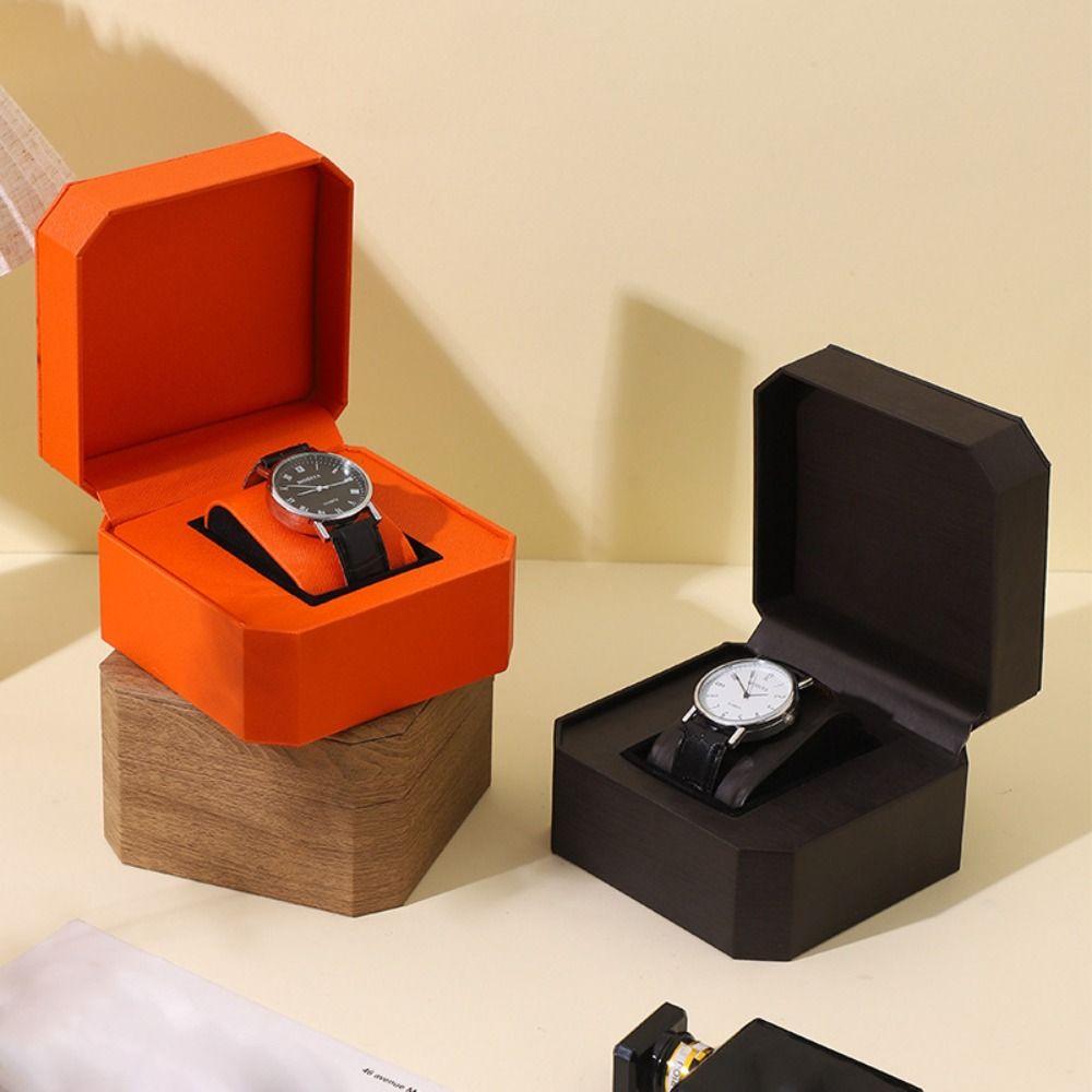 PU Leather Single Watch Storage Box Protective Travel Jewelry Organizer for Men Gift