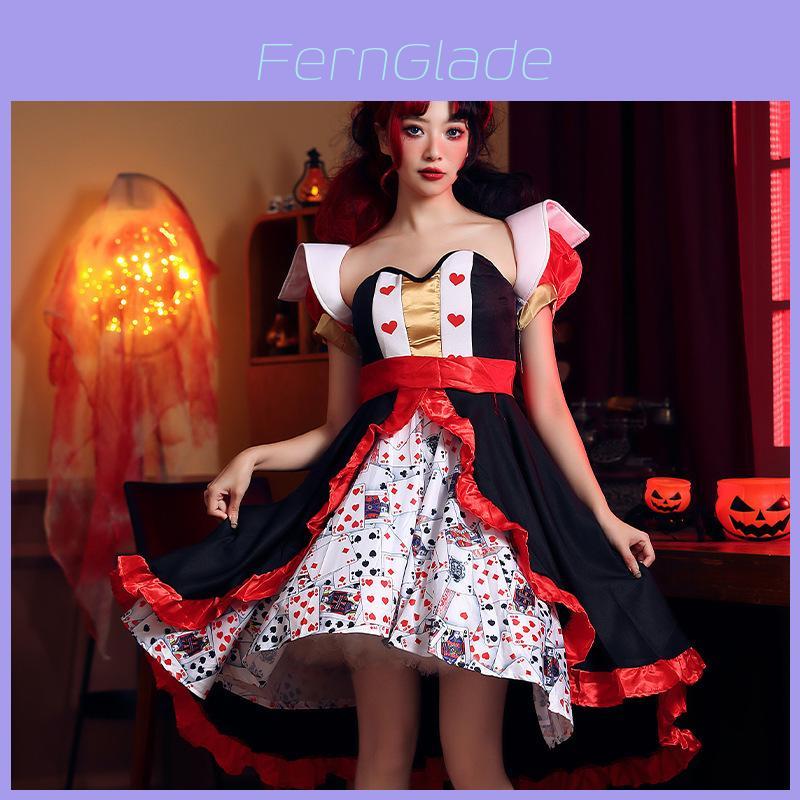 Alice In Wonderland The Red Queen Costume Dress With Polyester Fabric For Halloween Stage Performance Women