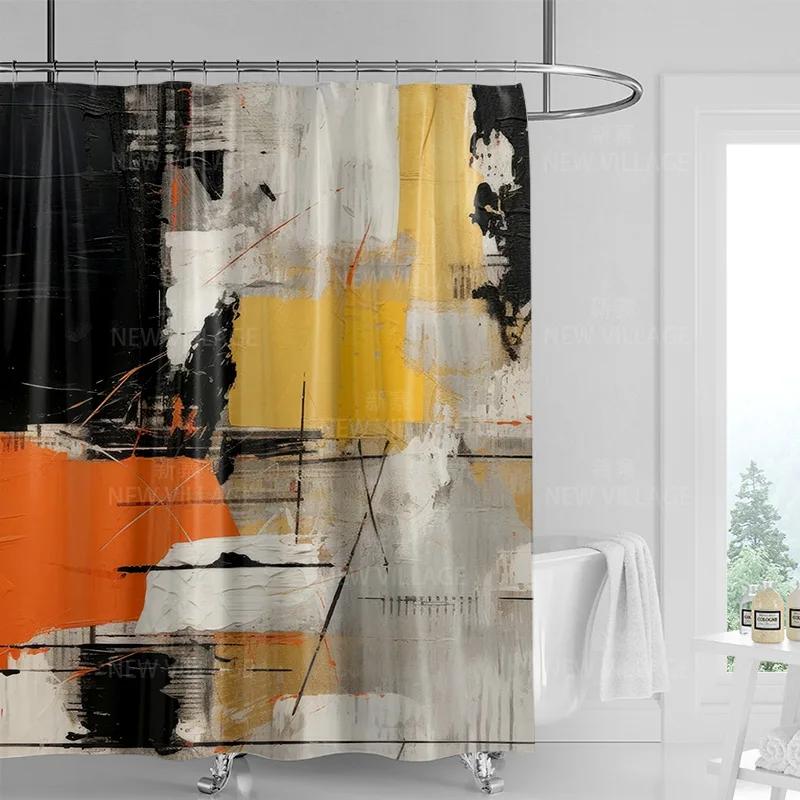 Abstrakcyjna Zasłona Prysznicowa z Graffiti Można Prać w Pralce Odporna na Wycieranie Nordycka Dekoracyjna Zasłona Prysznicowa do Rodzinnej Łazienki 180x200