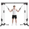 Multigym med kabelmaskin och remskivesystem, Kabelkorsmaskin med 4 handtag för helkroppsstyrketräning, Power Rack för hemmaträning, Svart