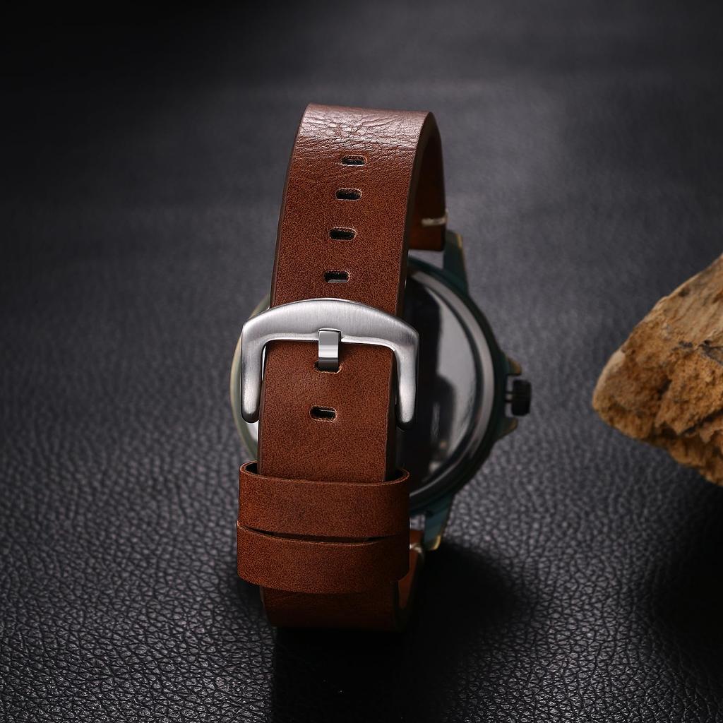 Men's Punk Skull Watch with Genuine Leather Strap: Skeleton Skull Antique Leather Watch with Waterproof Analog Quartz Movement, Gothic Accessory -