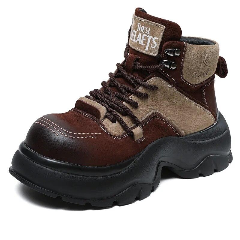 

Johnature, осенне-зимние женские туфли на плоской платформе из натуральной кожи, теплые короткие сапоги с круглым носком в стиле ретро на толстой подошве 40 вино красного