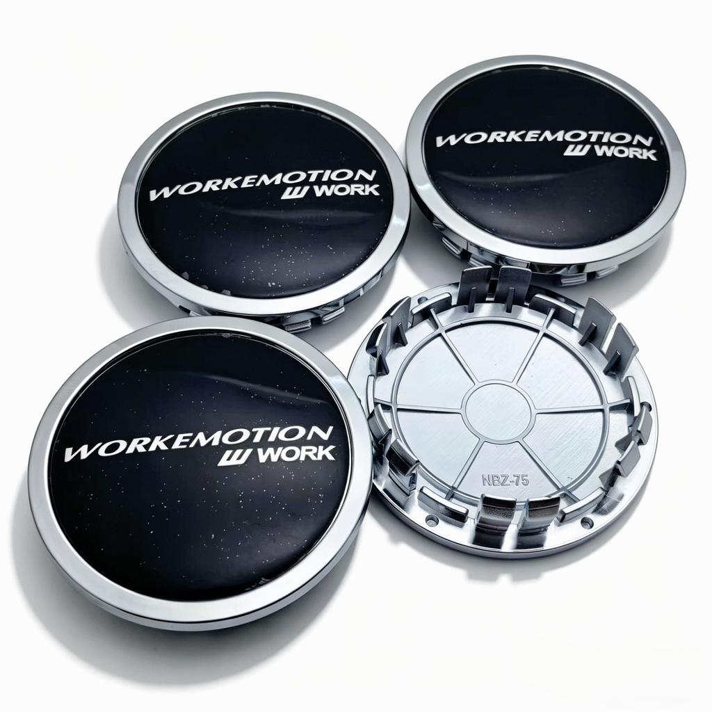 4pcs JDM W Work Emotion Logo Emblem Car Wheel Center Caps 75MM Clips 65MM Rim Hubcaps Dust Cover Wheels Hub Cap Car Accessories