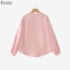 ZANZEA Women Casual Round Neck Solid Color 3/4 Sleeve Loose Blouse