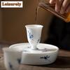 2pc/set Pure Hand-painted Butterfly Orchid Teacup High Legged Tasting Cup Small Fragrant Master Cup Kung Fu Tea Mug Teaset 60ml