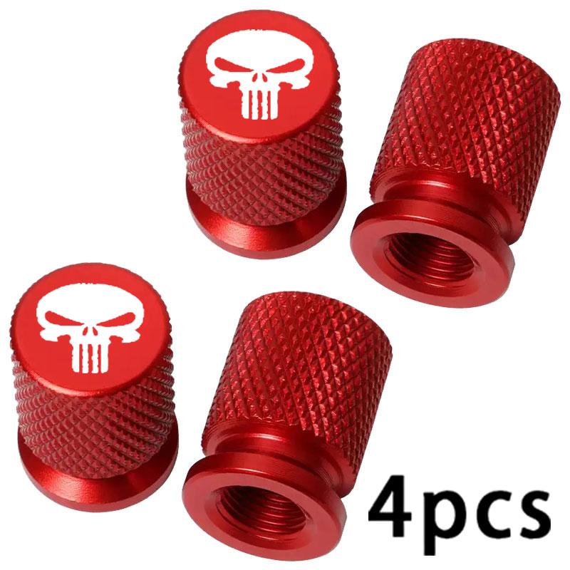 

4pcs Car Motorcycle Bike Aluminum Alloy Dustproof Cover Wheel Tyre Stem Valve Cap For Skull Pattern Tire Valve Caps Decor