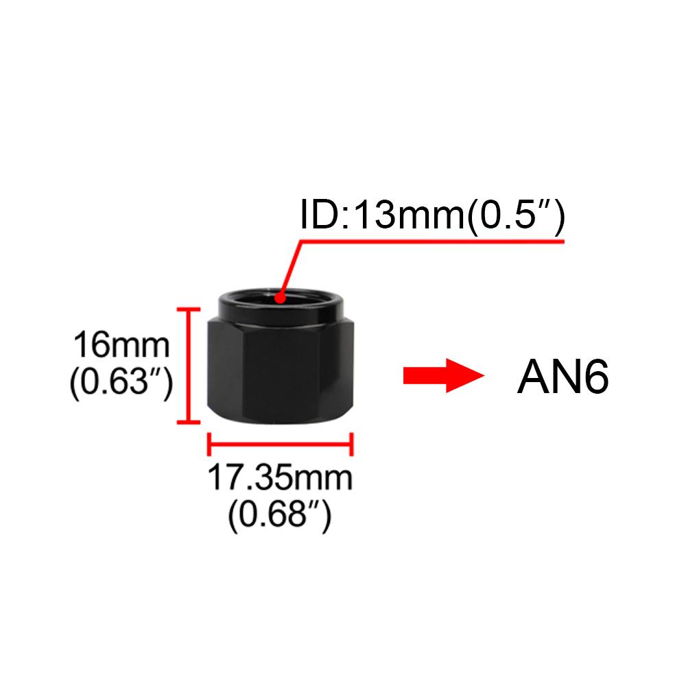 AN6 AN8 AN10 Female Thread Aluminum Pipe External Hex Head Flare fiting TUBE NUT  End Cap Plug Fitting Coupler Connector Adapter