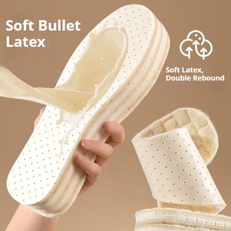 1Pair/2Pair New Latex Shock-Absorbing Soles Anti-Slip Winter Warmth Wool Insoles Soft Comfortable Insole Heated Shoe Pads