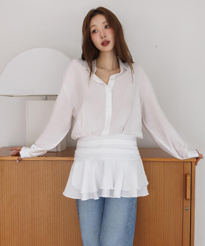 HYFVE Smoked Banding Flare Shirt Dress