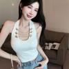 Summer Women'S Sexy Metal Chain Decoration Halterneck Sleeveless Slim Camisole