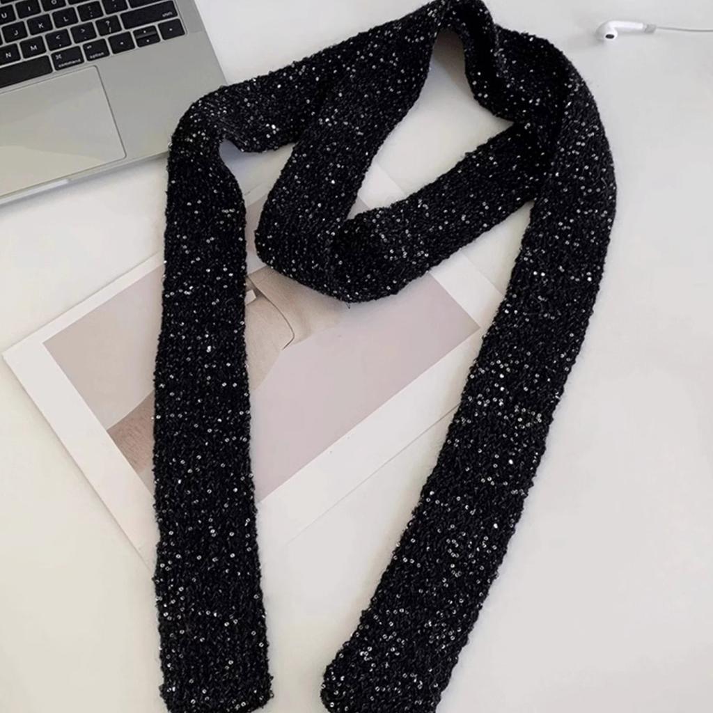 Popular Sequined Scarf for Formal Event Soft Knitted Neck Scarf Women Party Neckwear Crochet Neck Warmer Eye Catching