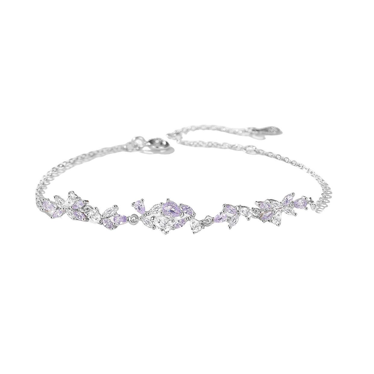 Sterling Silver 999 Wisteria Bracelet - Elegant Light Luxury Gift for Girlfriend s Birthday Pure Silver