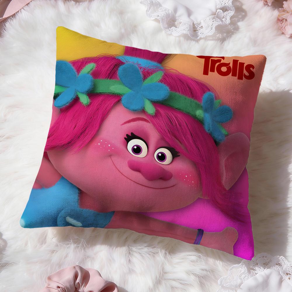 Trolls cute Cushion Cover Premium Comfort Reversible Pillow Cove -Two in One Design for Any Room & Car Interior