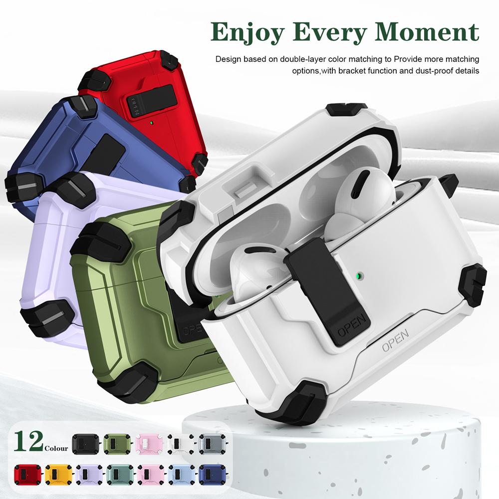 KEYSION Magnetic Automatic Switch Earphone Case for Airpods Pro 3 Pro 2 Shockproof Phone Stand Headphone Cover for AirPods 4 3 2 1