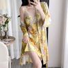 New women's summer ice silk pajamas sexy chest pads spring and autumn suspenders Internet celebrity shorts two-piece loungewear set