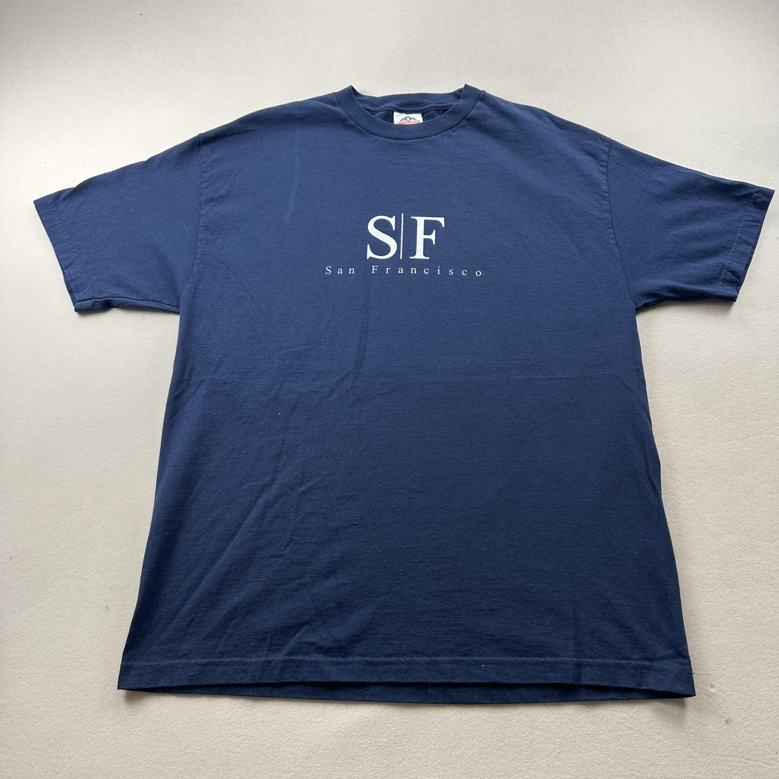 Vintage San Francisco T-Shirt Mens XL Navy Blue SF City California Bay Area 90s S