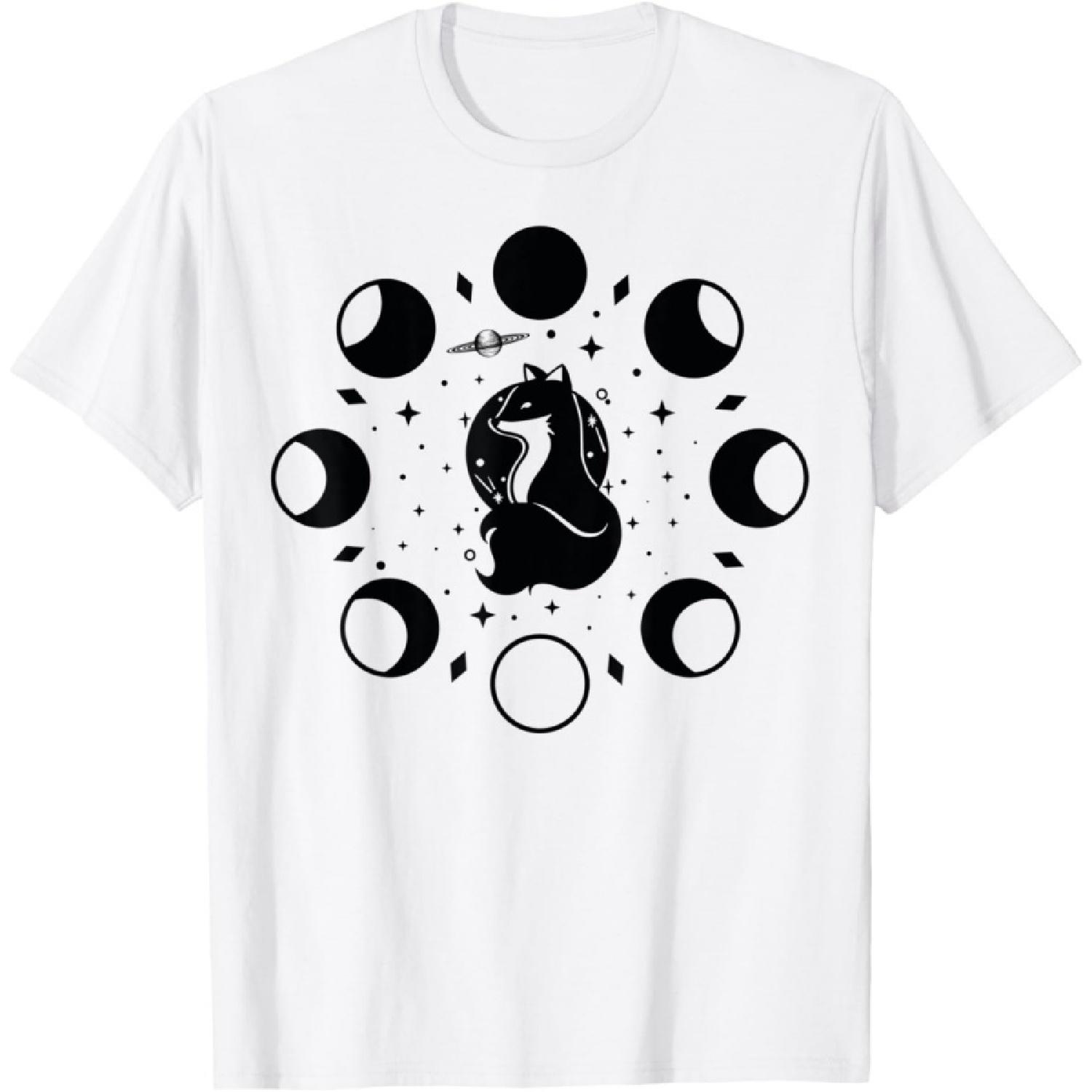 Celestial Fox Stars Moon Phase Magical Planet Astronomy T-Shirt XXXXXL белый