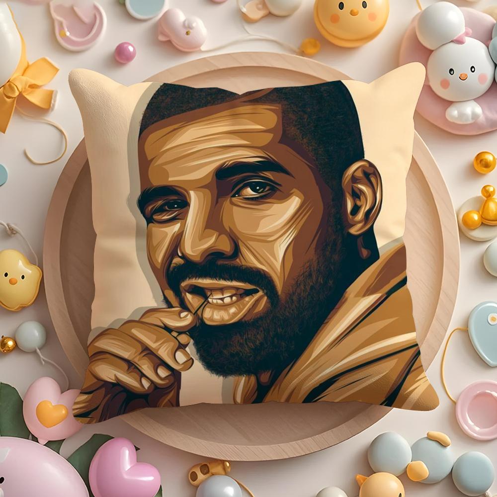 Pikpaka Rapper D-Drakes Cushion Cover Plush Fabric Soft Double-Sided Printed Sofa Warm Winter Home Gift Pillow Cover
