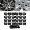 24Pcs 17MM Black Wheel Nut Bolt Trims Studs Cover Cap For Opel BMW Benz